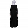 Polka dotted asymmetrical dress abaya- Black Polka dotted asymmetrical dress abaya- Black